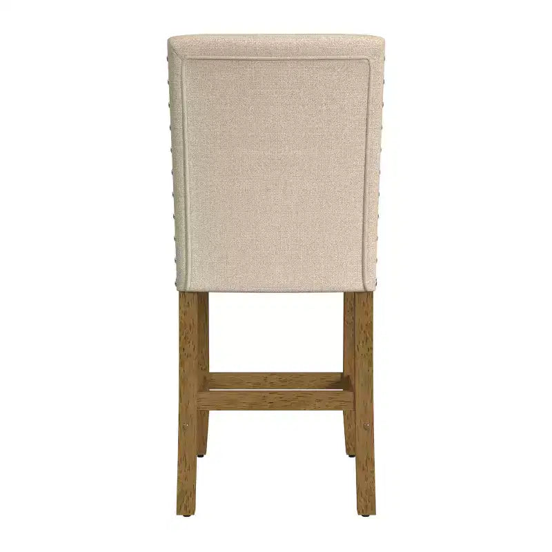 Taburete de bar tapizado de 24" de altura para mostrador con tachuelas - HomePop
