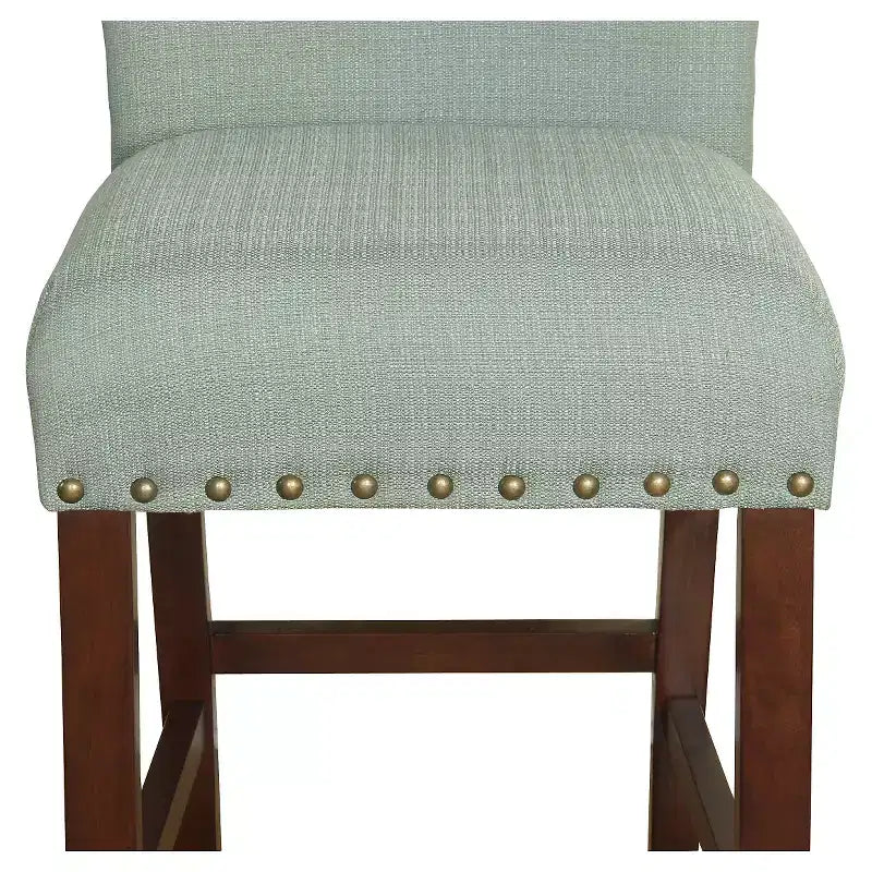 Taburete de bar tapizado de 24" de altura para mostrador con tachuelas - HomePop