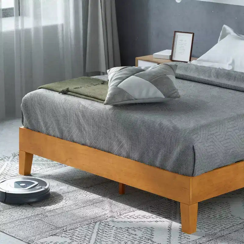 Cama con Plataforma Alexis Deluxe de Madera Rústica de Pino de 12 pulgadas - Zinus