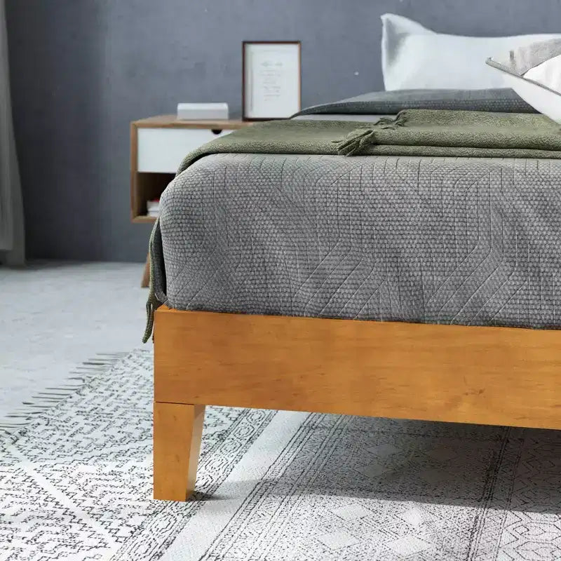 Cama con Plataforma Alexis Deluxe de Madera Rústica de Pino de 12 pulgadas - Zinus