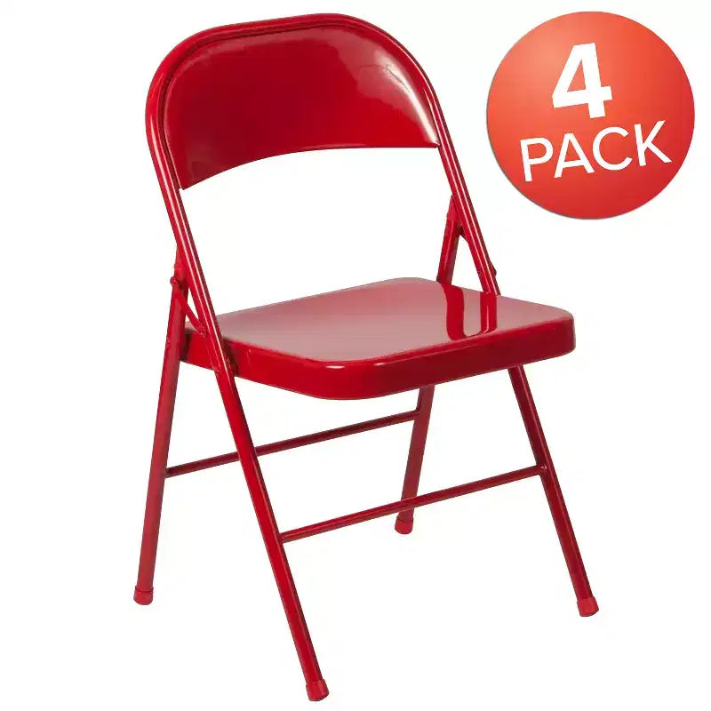 Flash Furniture Paquete de 4 Sillas Plegables Metálicas de la Serie HERCULES con Doble Refuerzo
