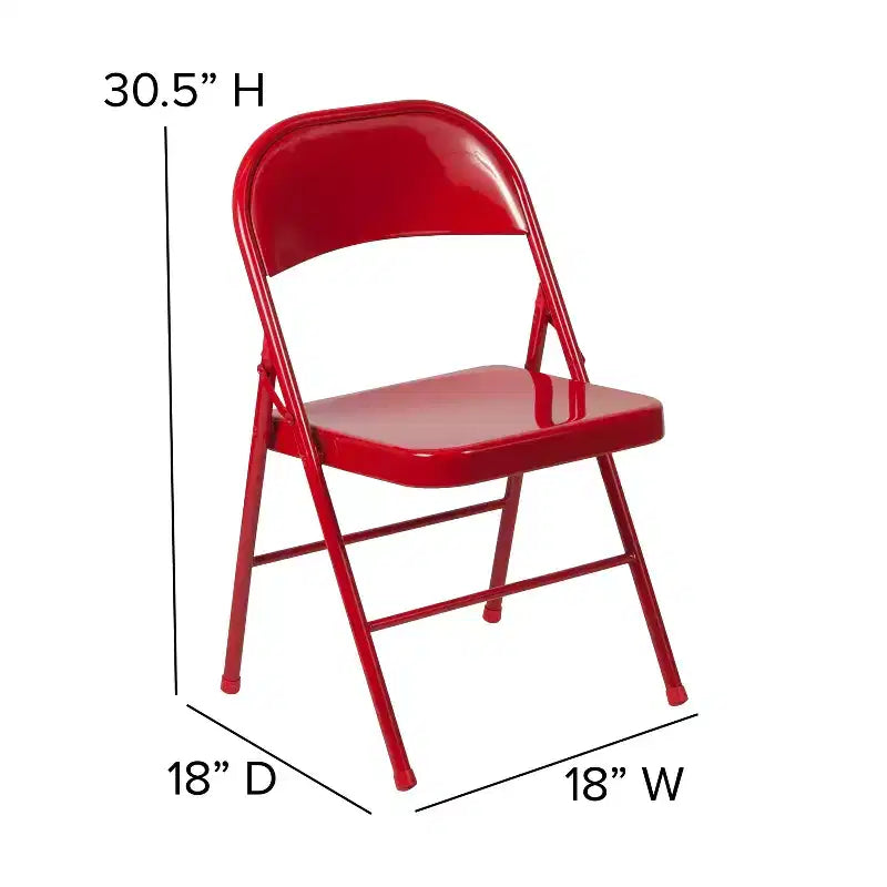 Flash Furniture Paquete de 4 Sillas Plegables Metálicas de la Serie HERCULES con Doble Refuerzo