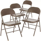 Flash Furniture Paquete de 4 Sillas Plegables Metálicas de la Serie HERCULES con Doble Refuerzo
