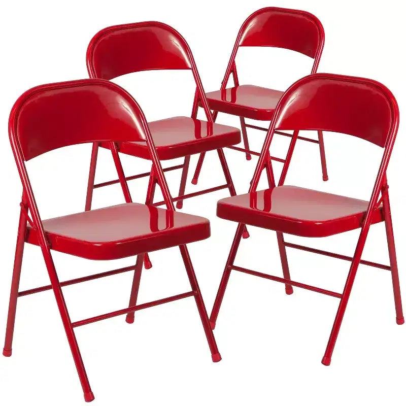 Flash Furniture Paquete de 4 Sillas Plegables Metálicas de la Serie HERCULES con Doble Refuerzo