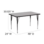 Mesa de actividades rectangular de laminado térmico Flash Furniture de 61 cm de ancho x 122 cm de largo - Patas ajustables de altura estándar