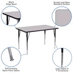Mesa de actividades rectangular de laminado térmico Flash Furniture de 61 cm de ancho x 122 cm de largo - Patas ajustables de altura estándar