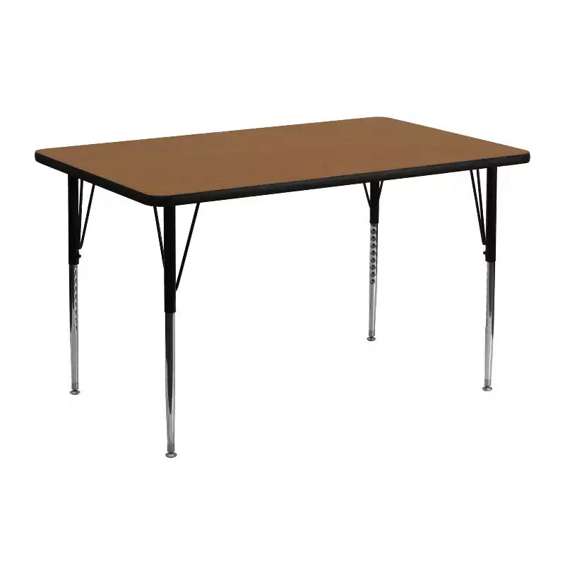 Mesa de actividades rectangular de laminado térmico Flash Furniture de 61 cm de ancho x 122 cm de largo - Patas ajustables de altura estándar