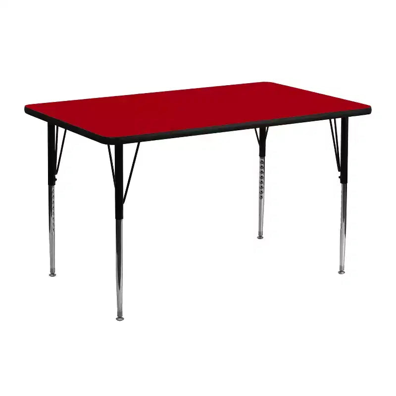 Mesa de actividades rectangular de laminado térmico Flash Furniture de 61 cm de ancho x 122 cm de largo - Patas ajustables de altura estándar