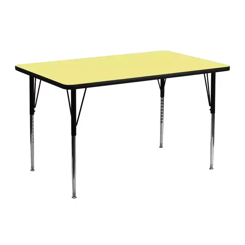 Mesa de actividades rectangular de laminado térmico Flash Furniture de 61 cm de ancho x 122 cm de largo - Patas ajustables de altura estándar