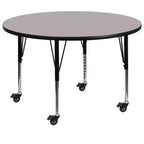 Mesa de actividades redonda laminada de 42'' de HP móvil de Flash Furniture - Patas cortas ajustables en altura