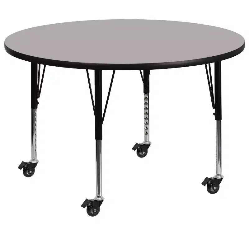 Mesa de actividades redonda laminada de 42'' de HP móvil de Flash Furniture - Patas cortas ajustables en altura