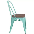 Silla apilable de metal Flash Furniture con asiento de madera