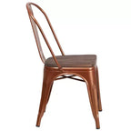 Silla apilable de metal Flash Furniture con asiento de madera