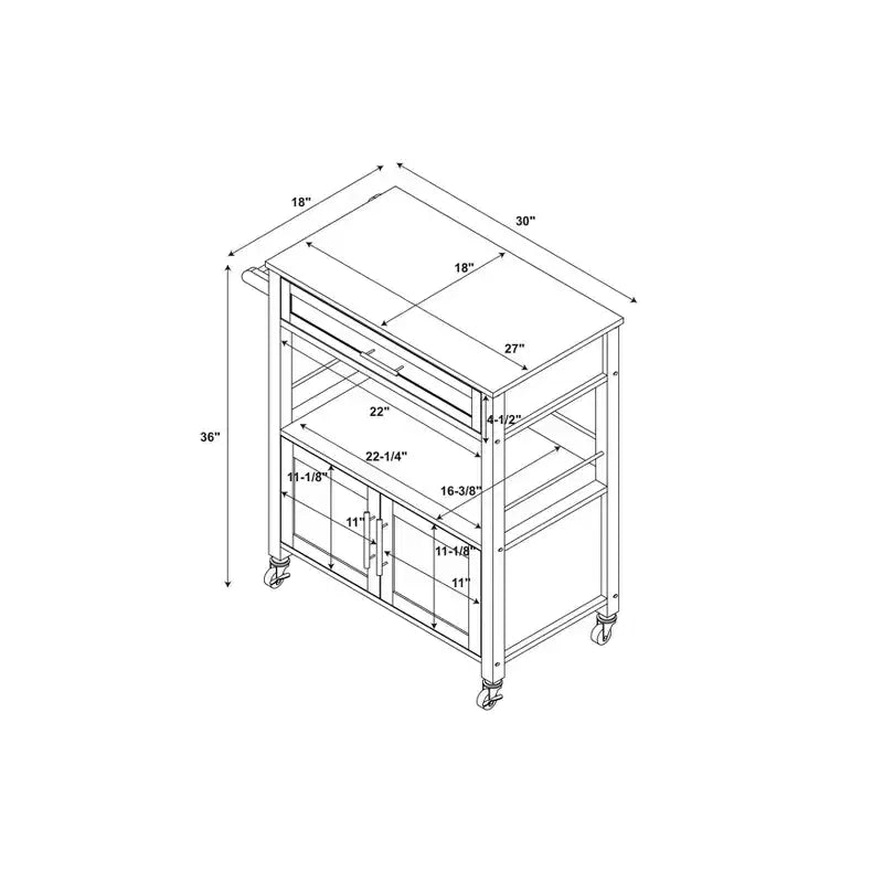 Carrito de cocina Cameron con cubierta de granito - Linon