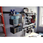 Riel horizontal de pared de acero FastTrack y gancho de pared vertical de Rubbermaid