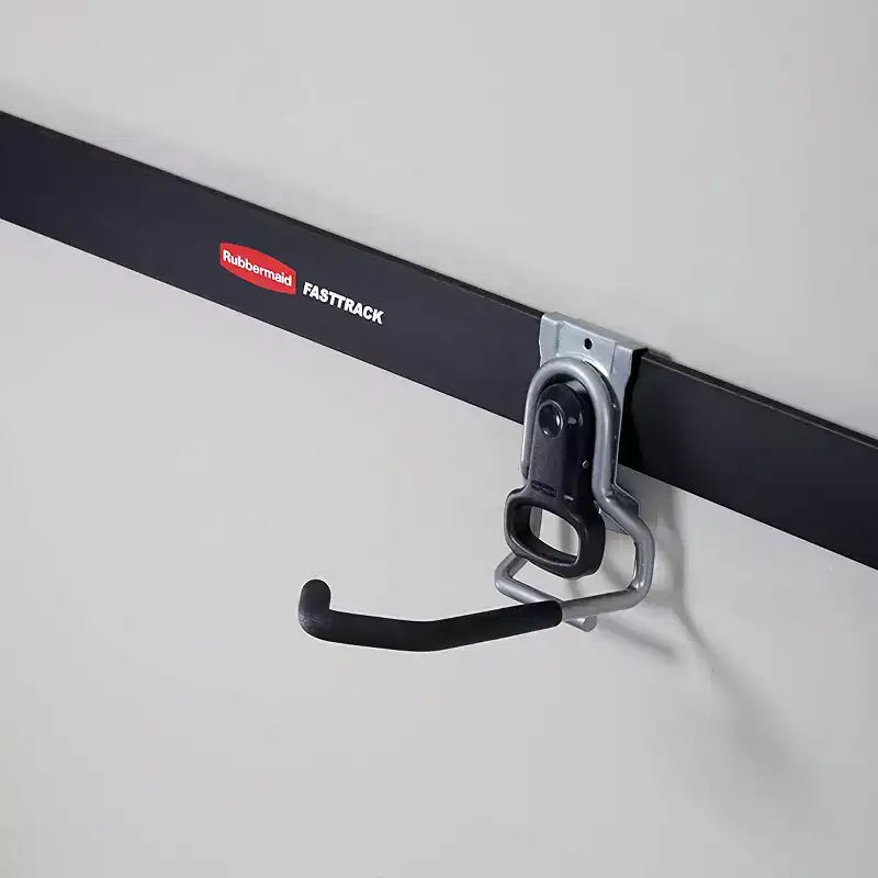 Riel horizontal de pared de acero FastTrack y gancho de pared vertical de Rubbermaid