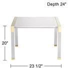55 Downing Street Hanna Mesa Auxiliar de Acrílico Fundido Moderno de 23 1/2 x 24 Transparente Dorado para Sala de Estar, Dormitorio, Mesita de Noche, Entrada, Oficina, Hogar