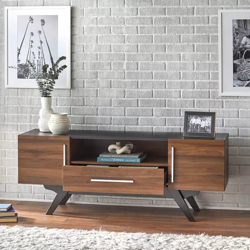 Mueble de TV moderno de mediados de siglo Ashfield para televisores de hasta 64 - Buylateral