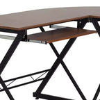 Escritorio para computadora en forma de L de laminado de teca con bandeja deslizante para teclado de Flash Furniture
