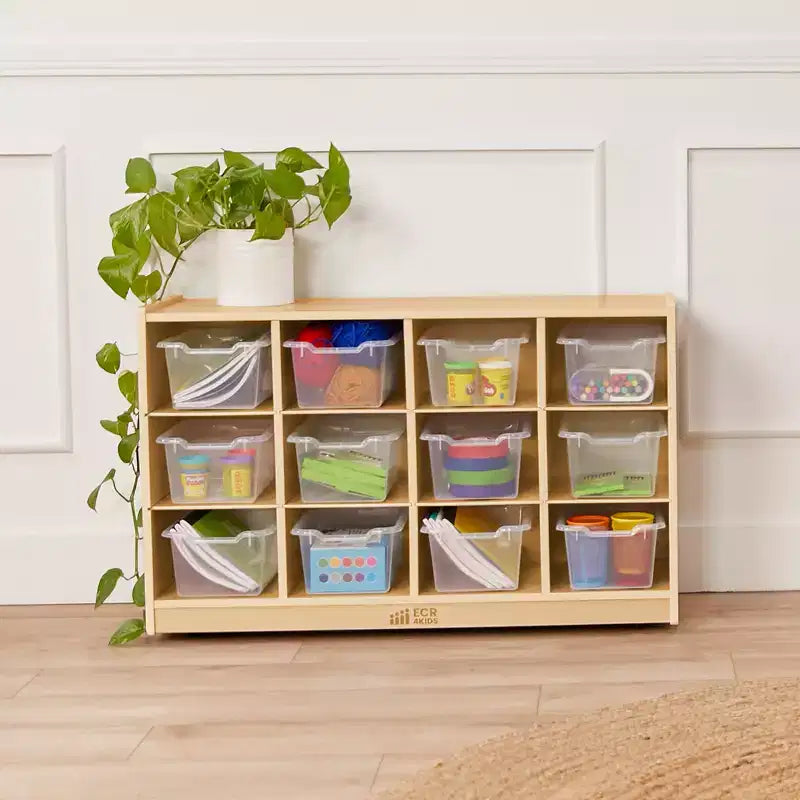 ECR4Kids Armario móvil con 12 cubículos y 15 cajones delanteros, 3x4, Muebles infantiles