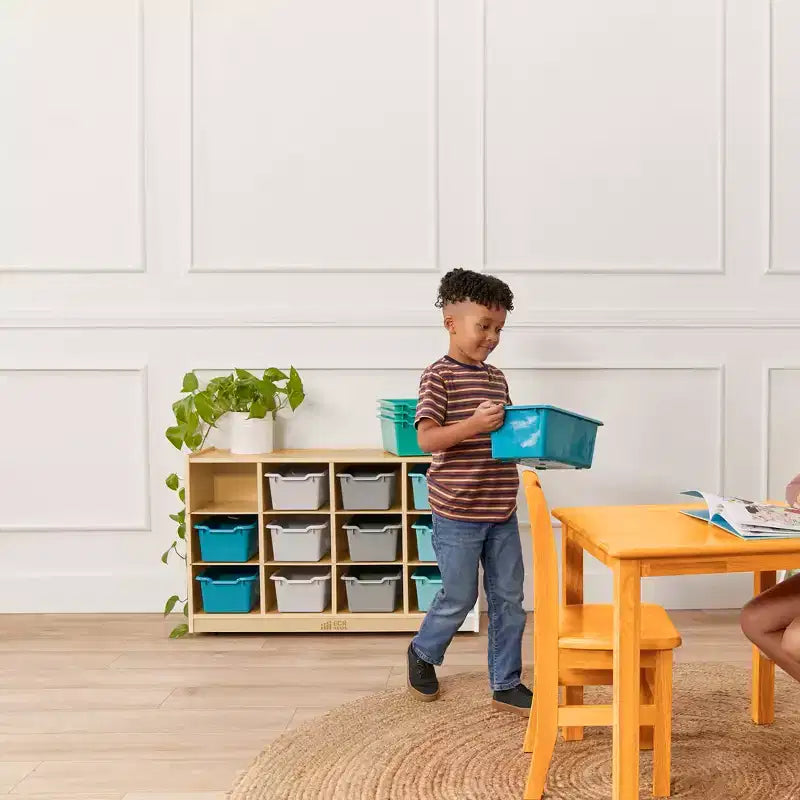 ECR4Kids Armario móvil con 12 cubículos y 15 cajones delanteros, 3x4, Muebles infantiles