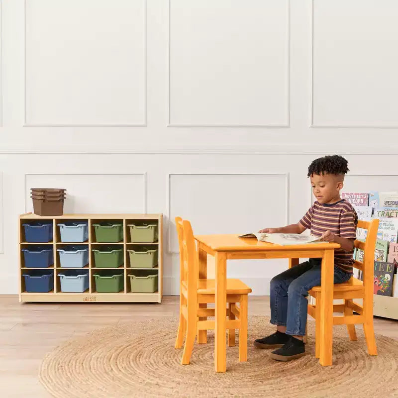 ECR4Kids Armario móvil con 12 cubículos y 15 cajones delanteros, 3x4, Muebles infantiles