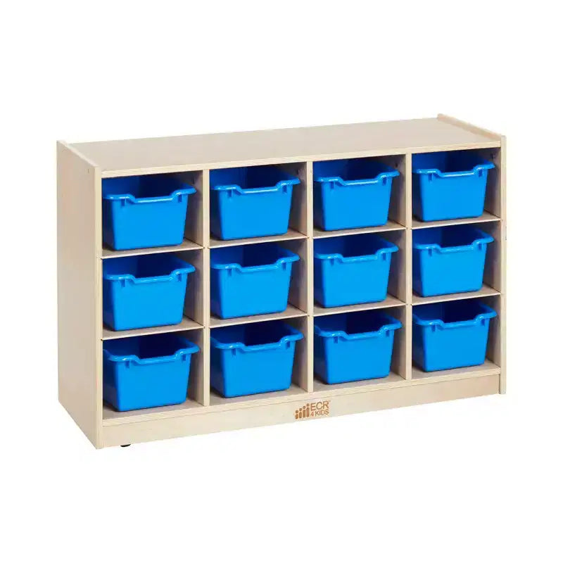 ECR4Kids Armario móvil con 12 cubículos y 15 cajones delanteros, 3x4, Muebles infantiles