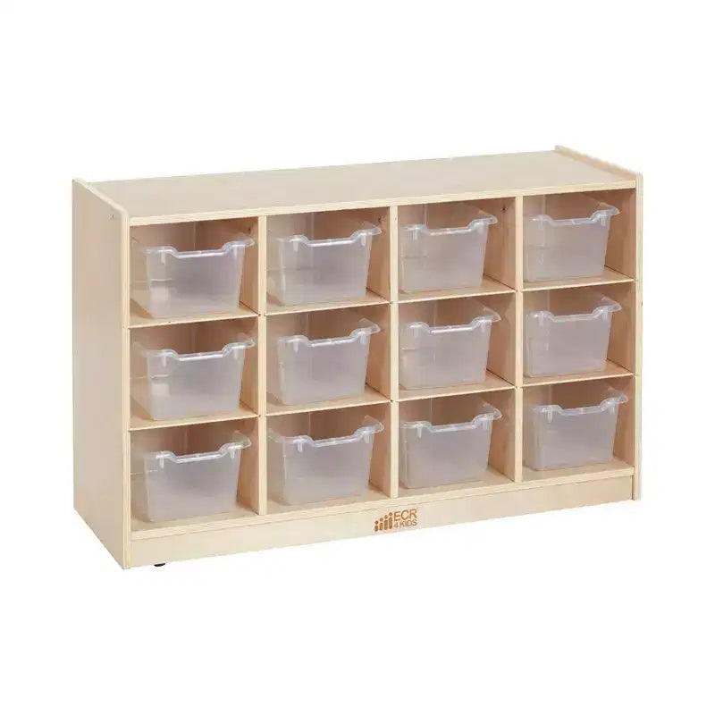 ECR4Kids Armario móvil con 12 cubículos y 15 cajones delanteros, 3x4, Muebles infantiles