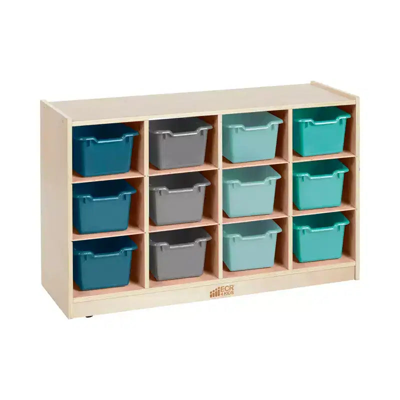 ECR4Kids Armario móvil con 12 cubículos y 15 cajones delanteros, 3x4, Muebles infantiles