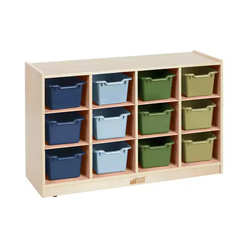 ECR4Kids Armario móvil con 12 cubículos y 15 cajones delanteros, 3x4, Muebles infantiles