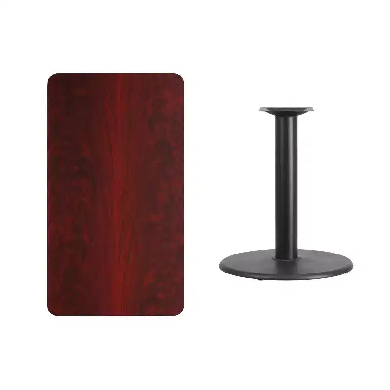 Mesa rectangular laminada Emma y Oliver de 24x42 con base de mesa redonda de 24