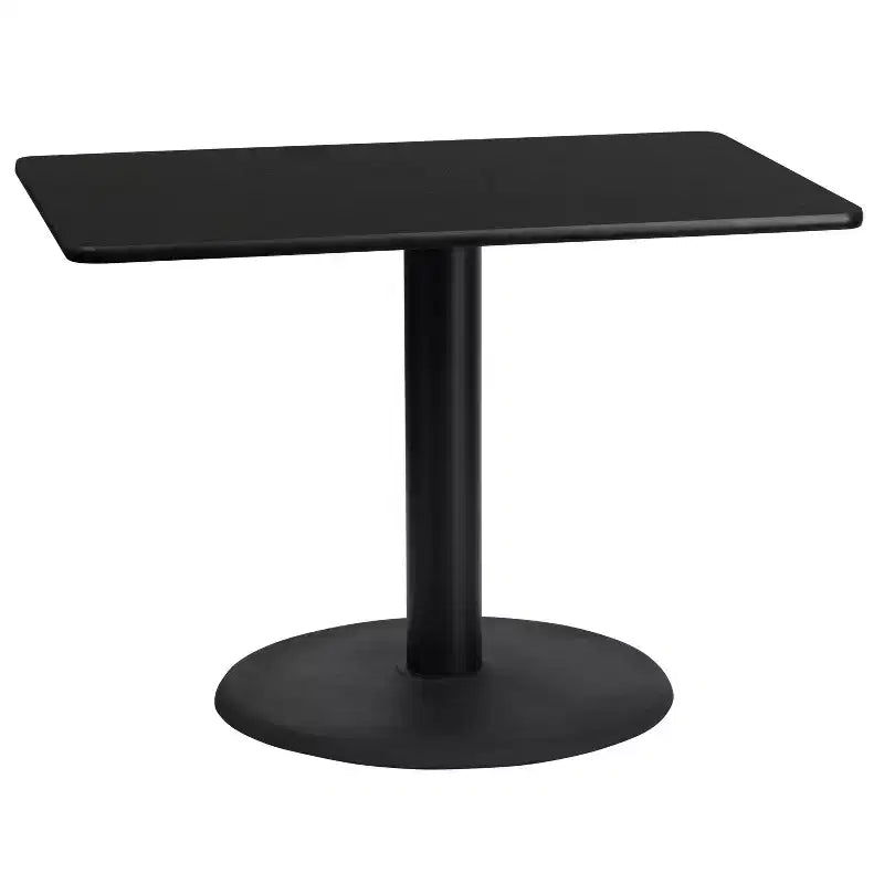 Mesa rectangular laminada Emma y Oliver de 24x42 con base de mesa redonda de 24