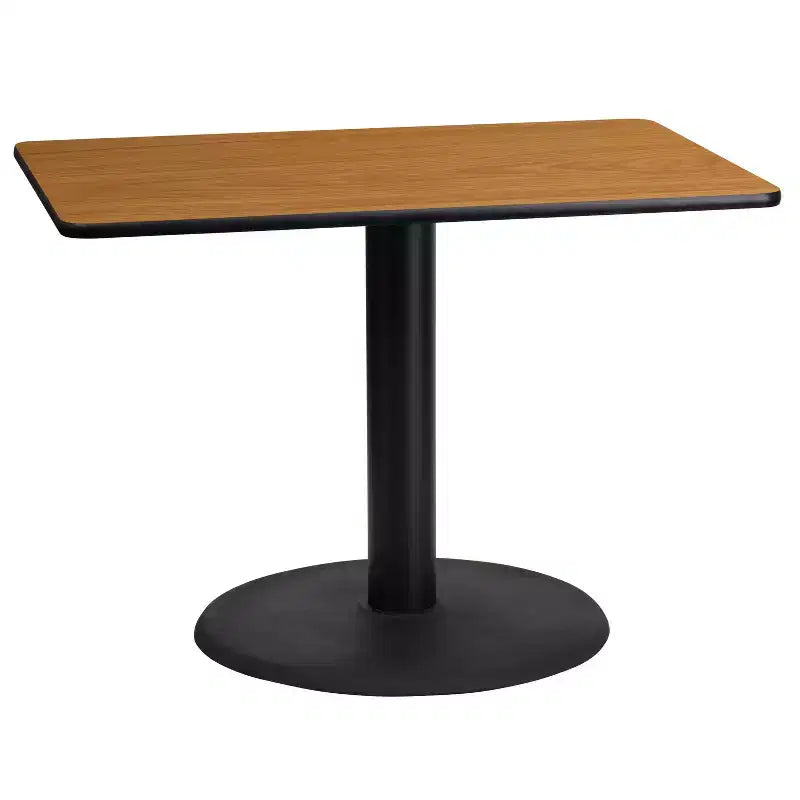 Mesa rectangular laminada Emma y Oliver de 24x42 con base de mesa redonda de 24