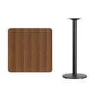 Tapa de mesa laminada cuadrada Emma and Oliver de 30 pulgadas con base de mesa redonda de 18 pulgadas de altura de bar