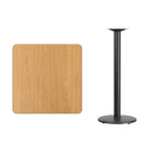 Tapa de mesa laminada cuadrada Emma and Oliver de 30 pulgadas con base de mesa redonda de 18 pulgadas de altura de bar