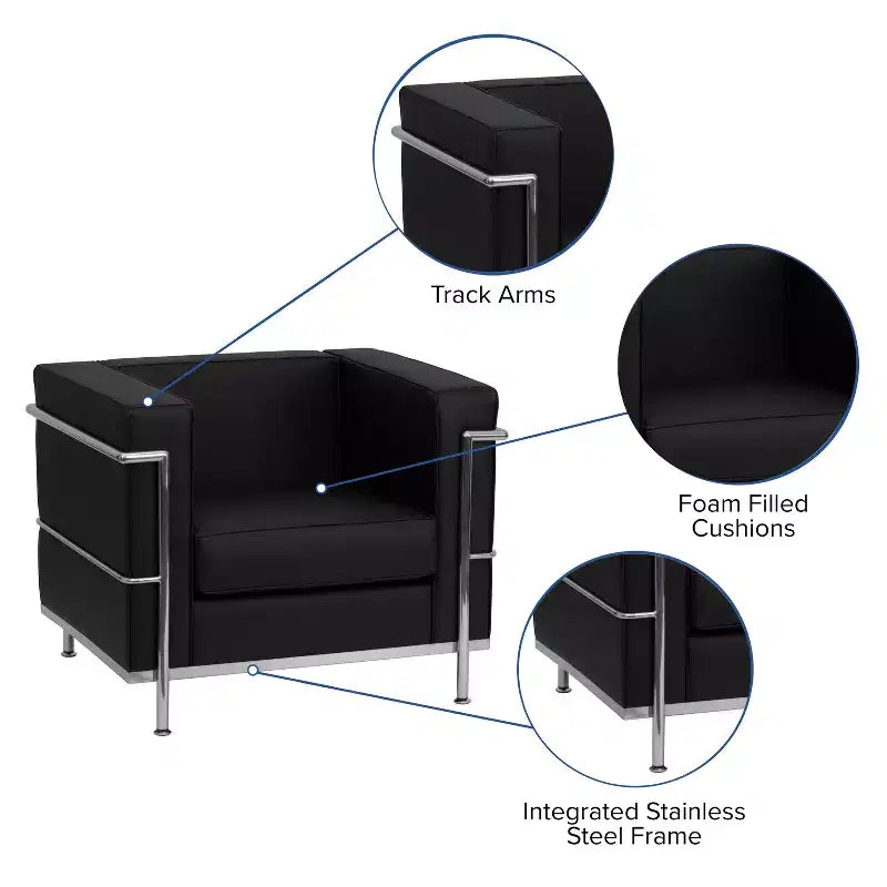Silla Emma y Oliver Contemporánea de Cuero Sintético con Estructura de Doble Barra