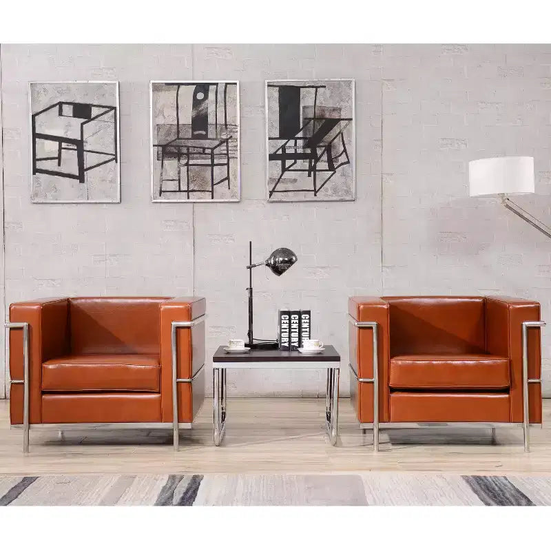 Silla Emma y Oliver Contemporánea de Cuero Sintético con Estructura de Doble Barra