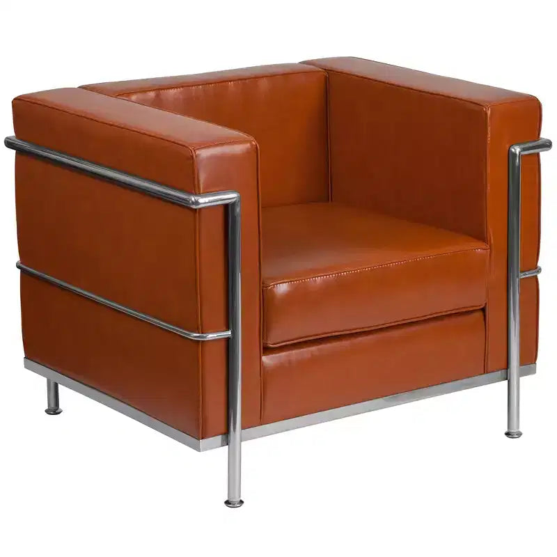 Silla Emma y Oliver Contemporánea de Cuero Sintético con Estructura de Doble Barra