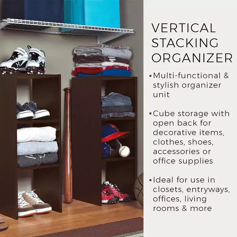 ClosetMaid 895600 Organizador Decorativo Apilable de 2 Cubos para el Hogar de 31 Pulgadas, Espresso (Paquete de 2)