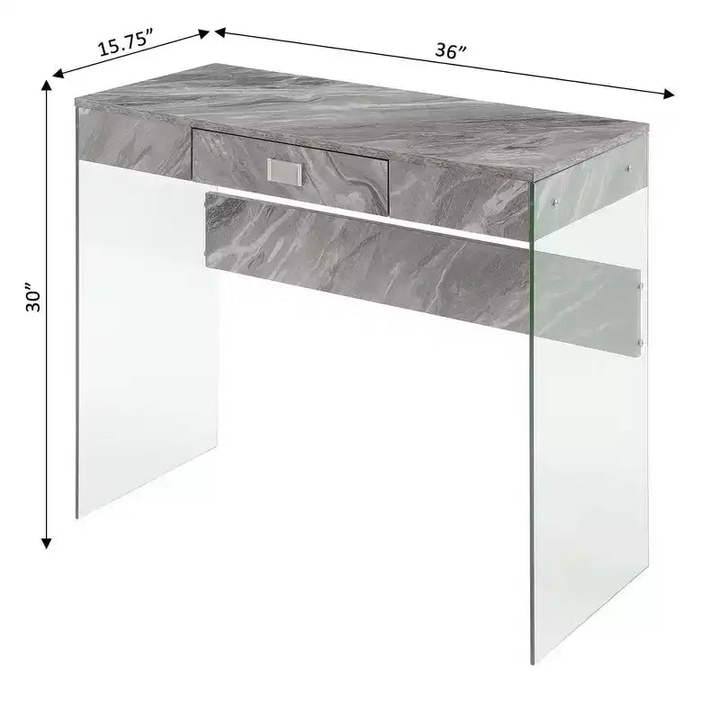 Escritorio de cristal Uptown de Breighton Home con cajón, 36