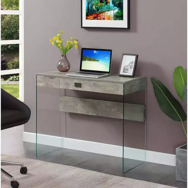 Escritorio de cristal Uptown de Breighton Home con cajón, 36