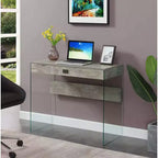 Escritorio de cristal Uptown de Breighton Home con cajón, 36
