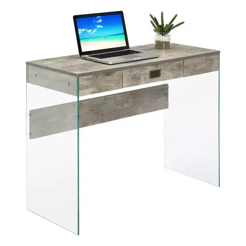 Escritorio de cristal Uptown de Breighton Home con cajón, 36