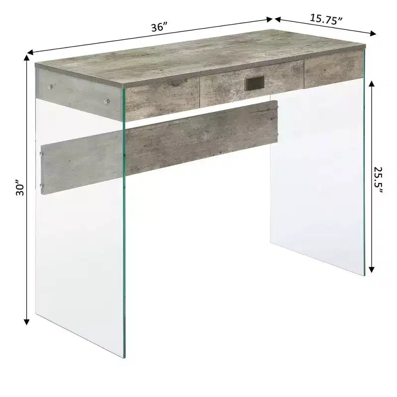 Escritorio de cristal Uptown de Breighton Home con cajón, 36