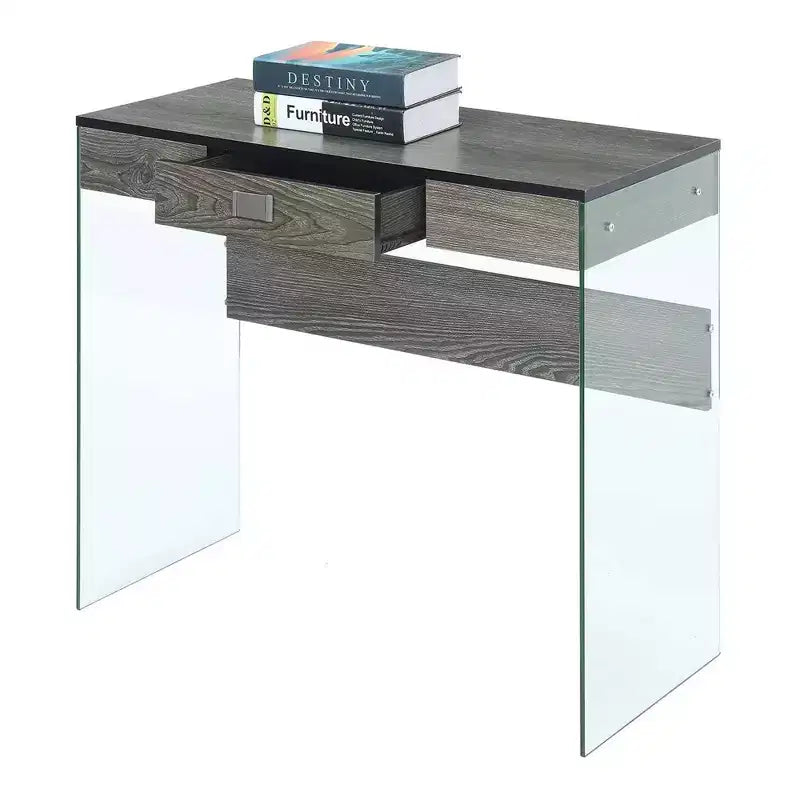 Escritorio de cristal Uptown de Breighton Home con cajón, 36