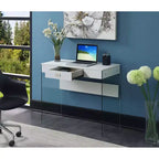 Escritorio de cristal Uptown de Breighton Home con cajón, 36