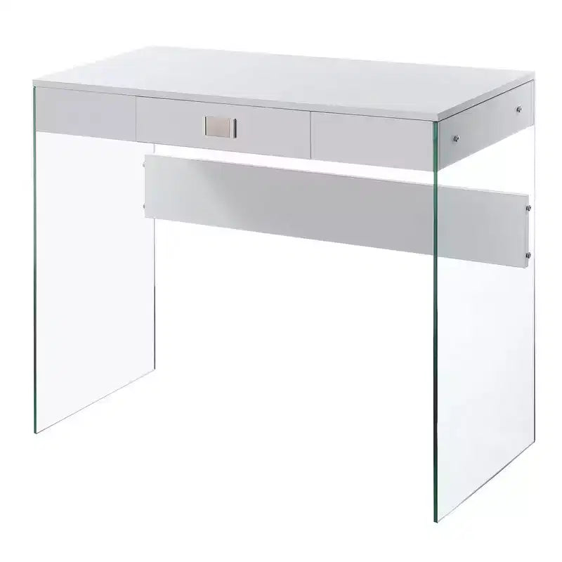 Escritorio de cristal Uptown de Breighton Home con cajón, 36