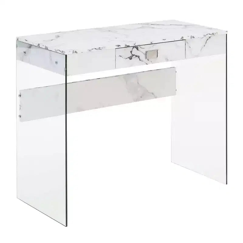 Escritorio de cristal Uptown de Breighton Home con cajón, 36