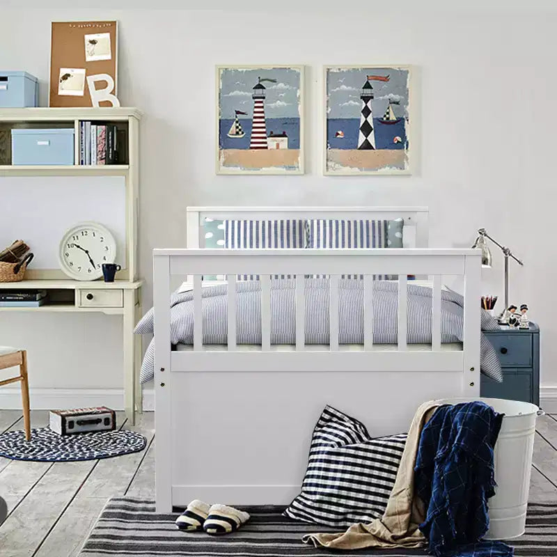 Cama Capitán Doble de Costway, Alternativa a Litera con Nido y Cajones para Niños NuezExpresoBlanco
