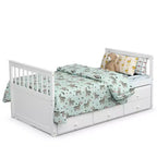 Cama Capitán Doble de Costway, Alternativa a Litera con Nido y Cajones para Niños NuezExpresoBlanco